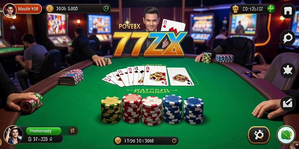 Screenshot gameplay poker penuh aksi di 777ZX.