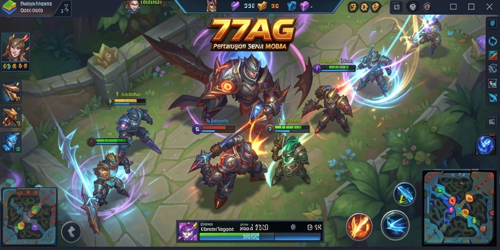 Gameplay seru di arena MOBA dengan berbagai hero.