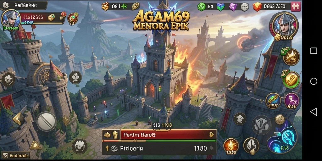 Gameplay AGAM69 menampilkan menara yang siap menghadang musuh seru.
