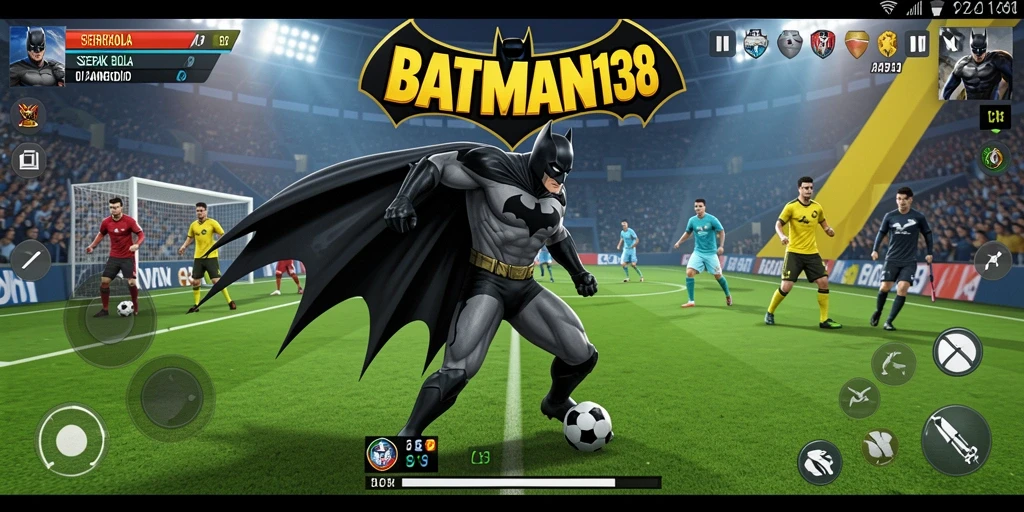 Screenshot gameplay BATMAN138 menampilkan aksi seru di lapangan sepak bola.