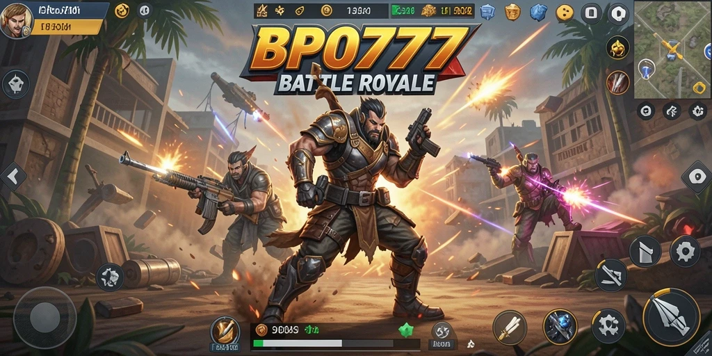 Gameplay mendebarkan dari BPO777 di arena Battle Royale.