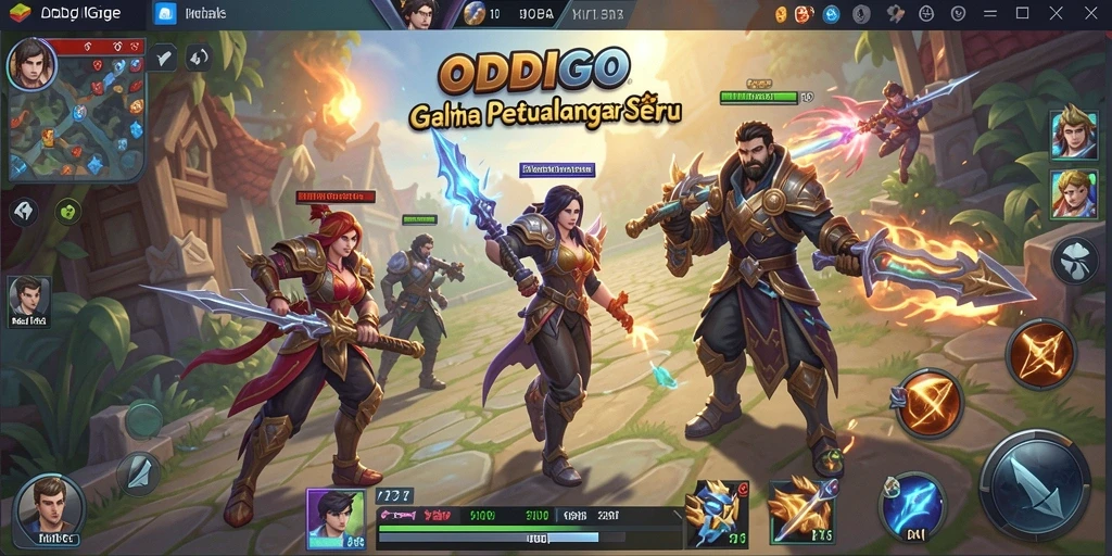 Screenshot gameplay ODDIGO menampilkan aksi seru dari pertarungan MOBA.