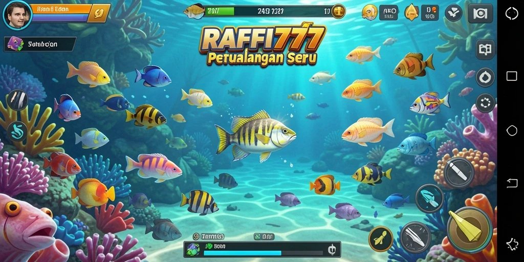 Screenshot gameplay menarik dari RAFFI777 yang memperlihatkan aksi tembak ikan.